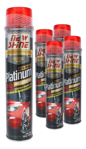 5 New Shine Abrillantador Platinum Llanta Tablero Piel Vinil