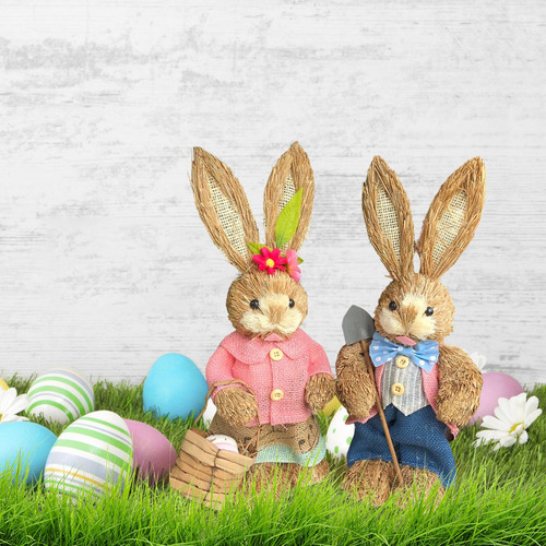 4 Piezas De Pie De Pascua Figurita Muñeca 35cm Adornos