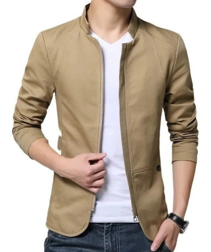 Chaqueta Blazer De Algodón Cuello Alto Casual Para Hombre