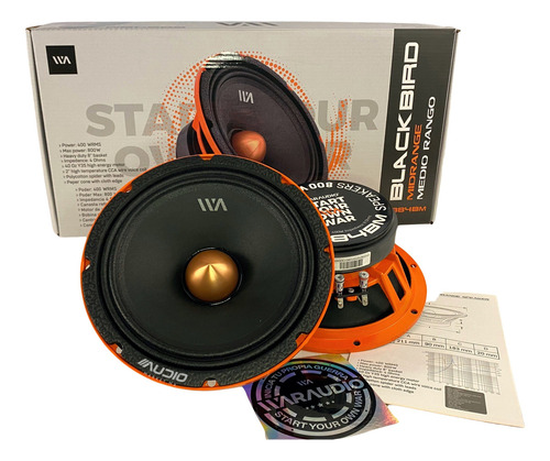 Medio Rango Waraudio Blackbird 8 Bullet 400wrms Bb84bm Color Naranja