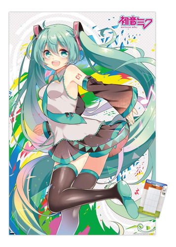 Hatsune Miku - Póster De Pared Con Salpicaduras De Col...