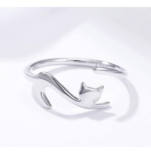 Nuevo S925 Plata De Gato Diseño Anillos For Mujere Madre