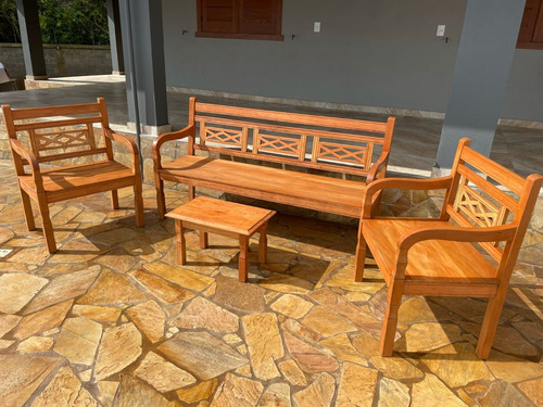 Conjunto De Banco Madeira Maciça P/ Area Externa Resistente
