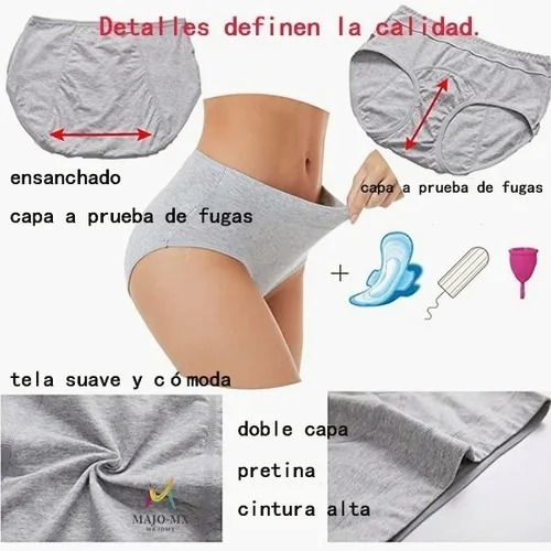 Imagen 3 de 10 de Calzones Menstruales Antiderrames Reutilizables De 3 Piezas