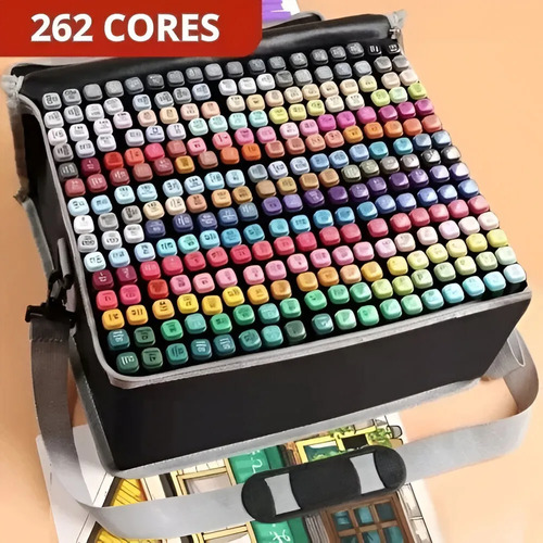 Kit Estojo De Canetinha Pontas Duplas 262 Cores Touch Multicolorido
