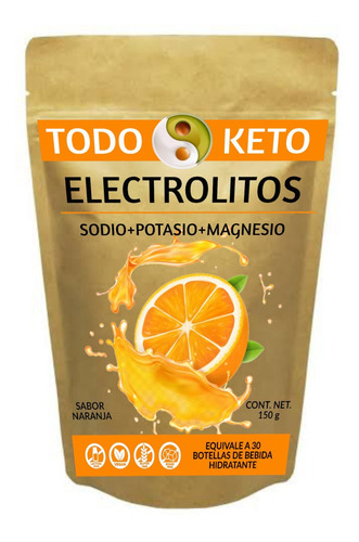 Electrolitos Keto En Polvo Sin Azúcar Sabor Naranja