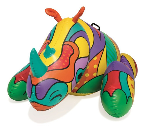Flotador Montable Rinoceronte Pop Bestway Modelo 41116 Multicolor