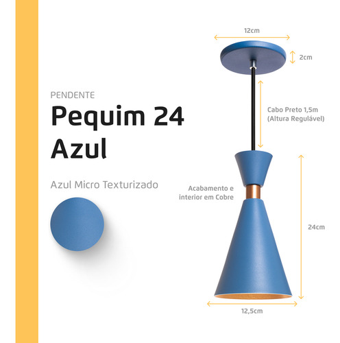 Kit 4 Pendente Luminária Mini Pequim Azul 24cm com Led G45 Iluminar Ambiente