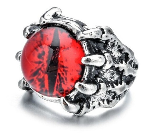 Anillo Ojo De Dragón Gato Diablo Rojo