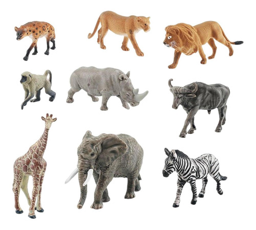 9 Piezas En Miniatura De Animales Salvajes Realistas Para