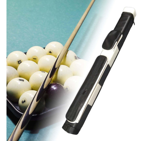 1/2 Pool Cue Case With Side Pocket Pu Leather Billiard Pool