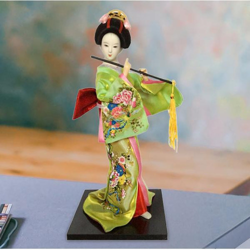 12 Polegadas Geisha Japonesa Artesanato Verde Fluorescente