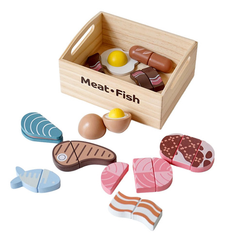 Juego De Alimentos De Madera Para Niños, Juego De Comida De