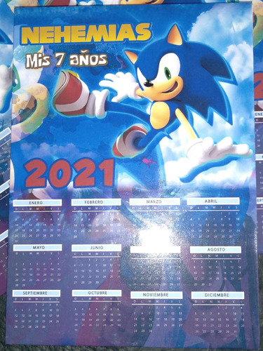 Calendario Souvenirs Sonic Personalizados De Madera Imán  