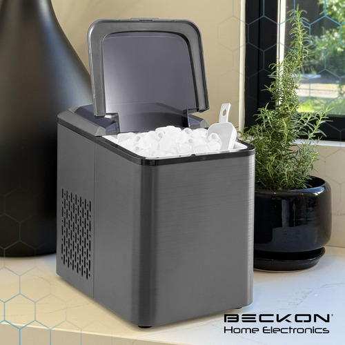 Máquina Para Hacer Hielos Ice Machine Beckon Im Dahlia Gris Automática De 12kg Por Día Hielo De 2 Tamaños Tipo Bala Con Canasta Y Pala
