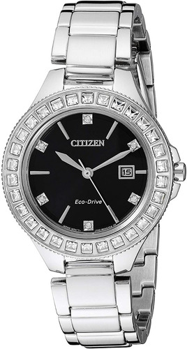 Citizen Silhouette Crystal Black Dial Fe1190-53e ¨¨dcmstore Color de la correa Plateado Color del bisel Plateado Color del fondo Negro