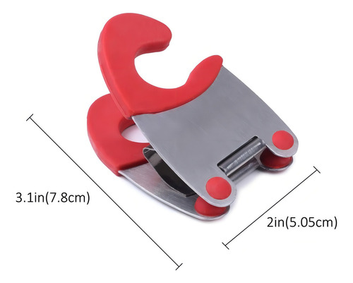 Clips Porta Cuchara De Silicona Y Acero Inoxidable. Color Rojo