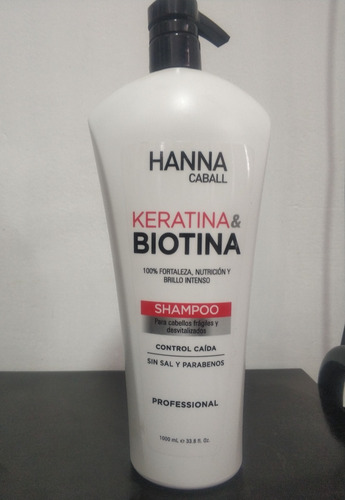 Imagen 2 de 2 de Shampoo 1 Litro Hanna Caball Keratina Biotina Sin Sal
