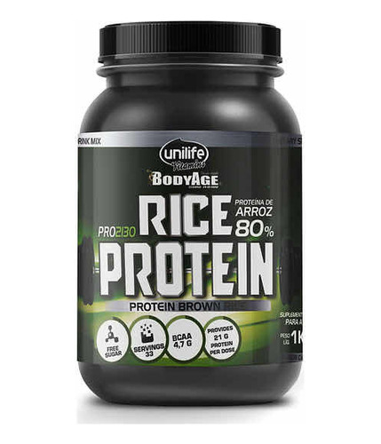 Rice Protein Proteína Arroz Sabor Natural Unilife 1kg Vegano