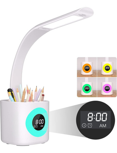 Lámpara De Escritorio Led 10w Con Soporte Para Bolígrafo, Bl