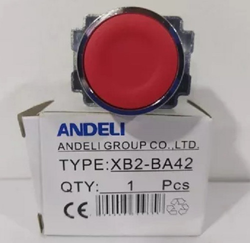 Pulsador Rojo Xb2-ba42 10amp 22mm (1nc) Base Metal Andeli