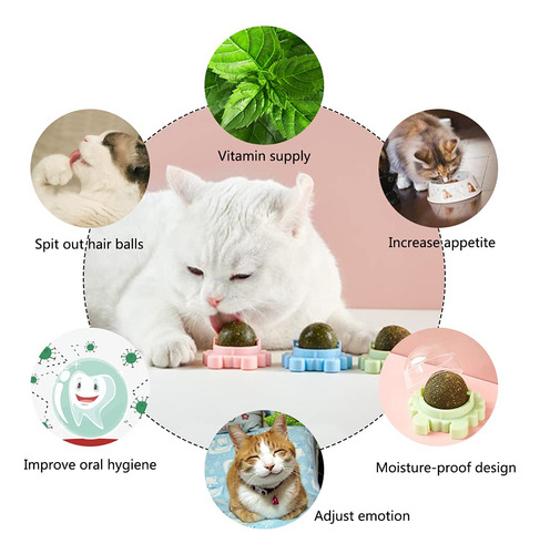 Pelota De Pared Cat Toy Kayina Catnip, 3 Piezas, Comestible