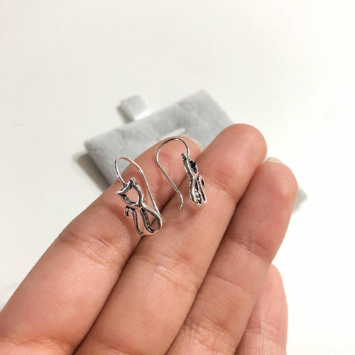 Aros Gato Negro Plata Fina 925 Aros Gato Negro Plata Fina 925