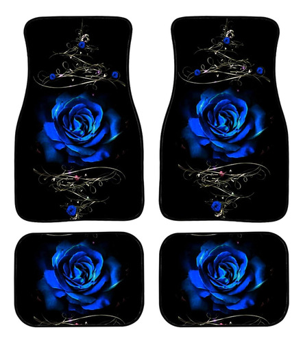 Alfombrillas De Coche Con Diseño De Flores De Rosas Azules P