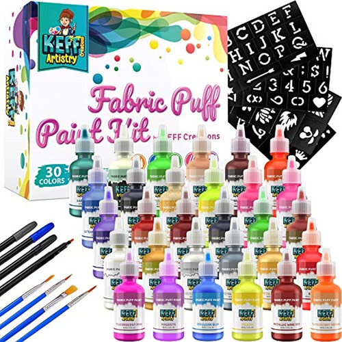 Keff Juego De Pintura Para Tela 30 Colores Puffy Kit De