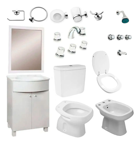 Combo Baño Completo Griferias Inodoro Vanitory C114 P