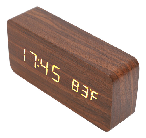 Reloj Electrónico Digital Led Con Alarma De Madera, 3 Nivele
