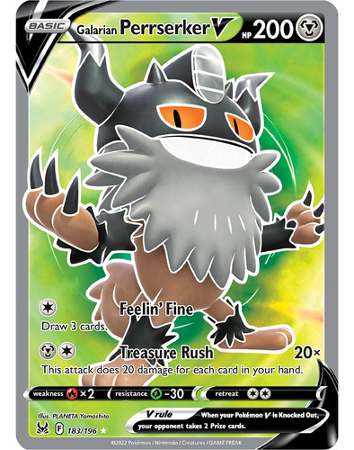 Cartas Pokemon Galarian Perrserker V 183/196 Full Art Lor