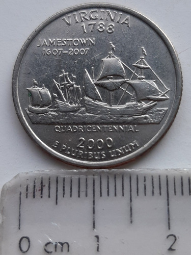 Moneda Eeuu Quarter Dollar Virginia 1788 - 2000 Jamestown (Usado)