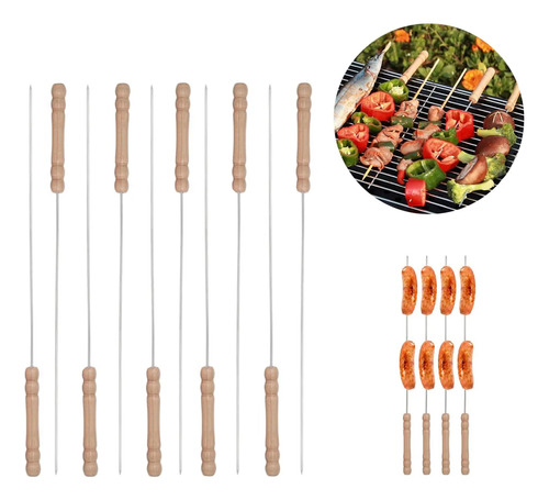 Set De 10 Fierros Fierritos Para Anticucho Brocheta Parrilla
