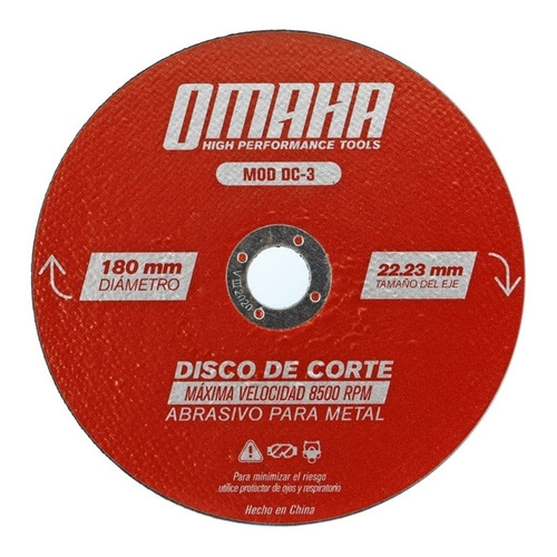 Disco De Corte Abrasivo P/ Metal Omaha 180 X 1.6mm Mod.dc3