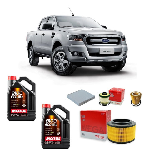 Kit 4 Filtros Ford Ranger 2.2 Wega Y Motul 5w30 X8 Litros