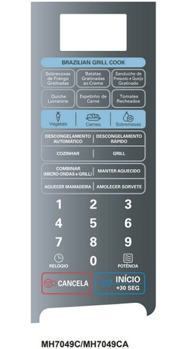 Imagem 2 de 3 de Membrana Teclado Microondas LG Mh7049c Mh 7049c