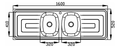 Mesada 160 Doble Central Inoxidable Plateado