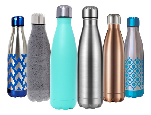 Botella De Agua Metálica Termo Acero Con Diseños Elegantes