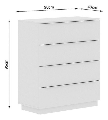 Cómoda Madesa 4 Cajones Para Dormitorio Color Blanco