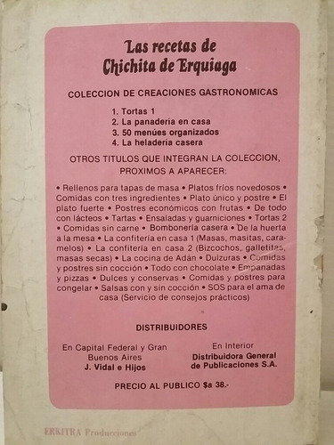 Las Recetas De Chichita De Erquiaga. No.4 Heladería Casera. (Usado)
