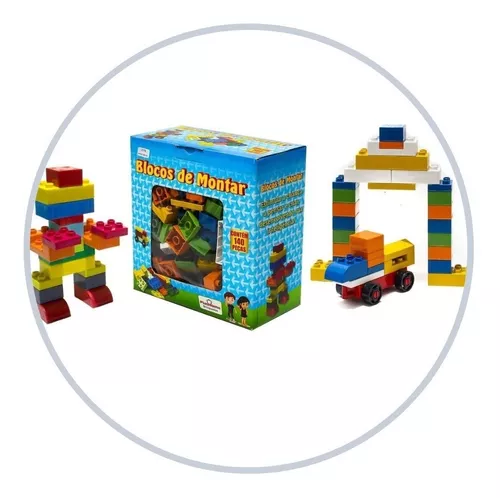 Blocos De Montar 140 Peças Brinquedo Didático Infantil