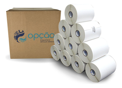 10 Rolos Etiquetas Couche Adesiva 100x50 Mm 10x5 Cor Branco Opcao Etiquetas