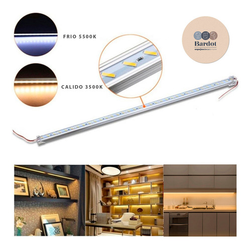 Lampara Luz Led Aluminio Alacena Cocina Dimmer Touch Medidas 100 Cm - Luz Blanca Cálida