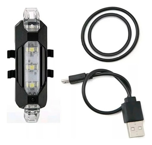 Luz Led De Bici Recargable Usb Trasera O Delantera Blanca Color Blanco