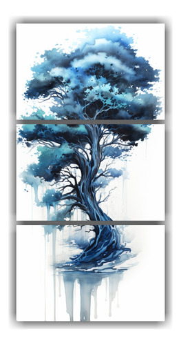 90x180cm Cuadro Decorativo Fantasía Bosque Ciprés Negro Az