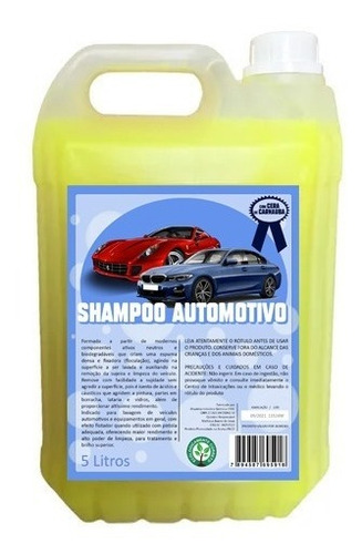 Shampoo Automotivo Premium 5l C/ Cera De Carnaúba Limpeza