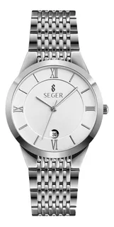 Reloj Elegante Clasico Seger Q024 Acero Minimalista ! Color de la malla Plateado Color del bisel Plateado Color del fondo Plateado