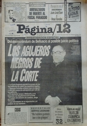 Diario Página 12 13/06/1993 Vélez Campeón Soriano Gatica