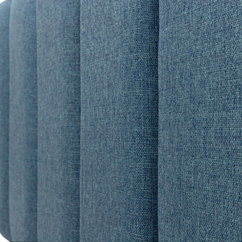 Cabeceira Solteiro Modelar Casa Estofada Modular Ripada Adesiva com 5 Placas 60x20 Medida Montada 100x60cm na Cor Linho Azul